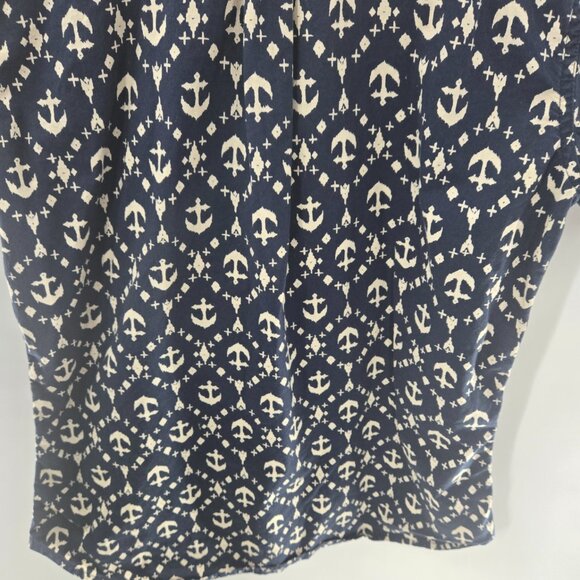 Obey Propaganda Navy Anchor 100% Cotton Short Sleeved Button Down Medium - Picture 4 of 12